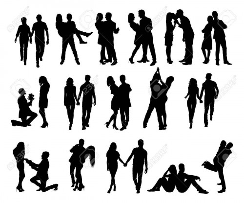 31536418 full length of silhouette couple doing various activities against white background vector i