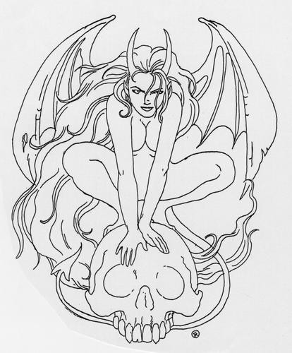 Outline_devil_girl_with_huge_bat_wings_sitting_on_a_skull_tattoo_design.jpg