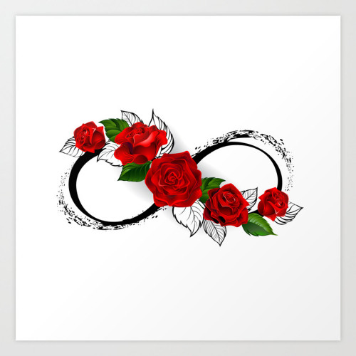 infinity symbol with red roses prints